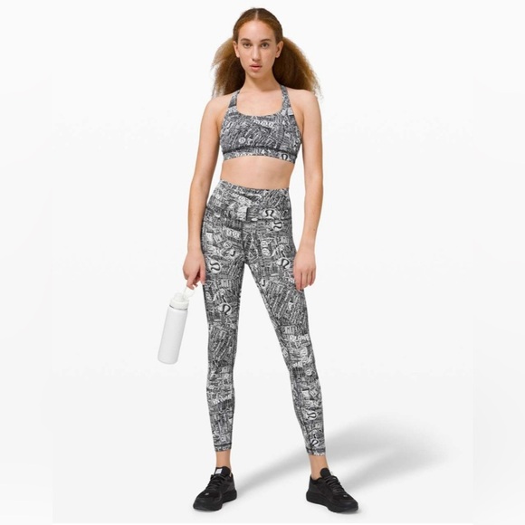 Lululemon Wunder Train High-Rise Tight 25" in Tear It Up Alpine White Black - Picture 1 of 9